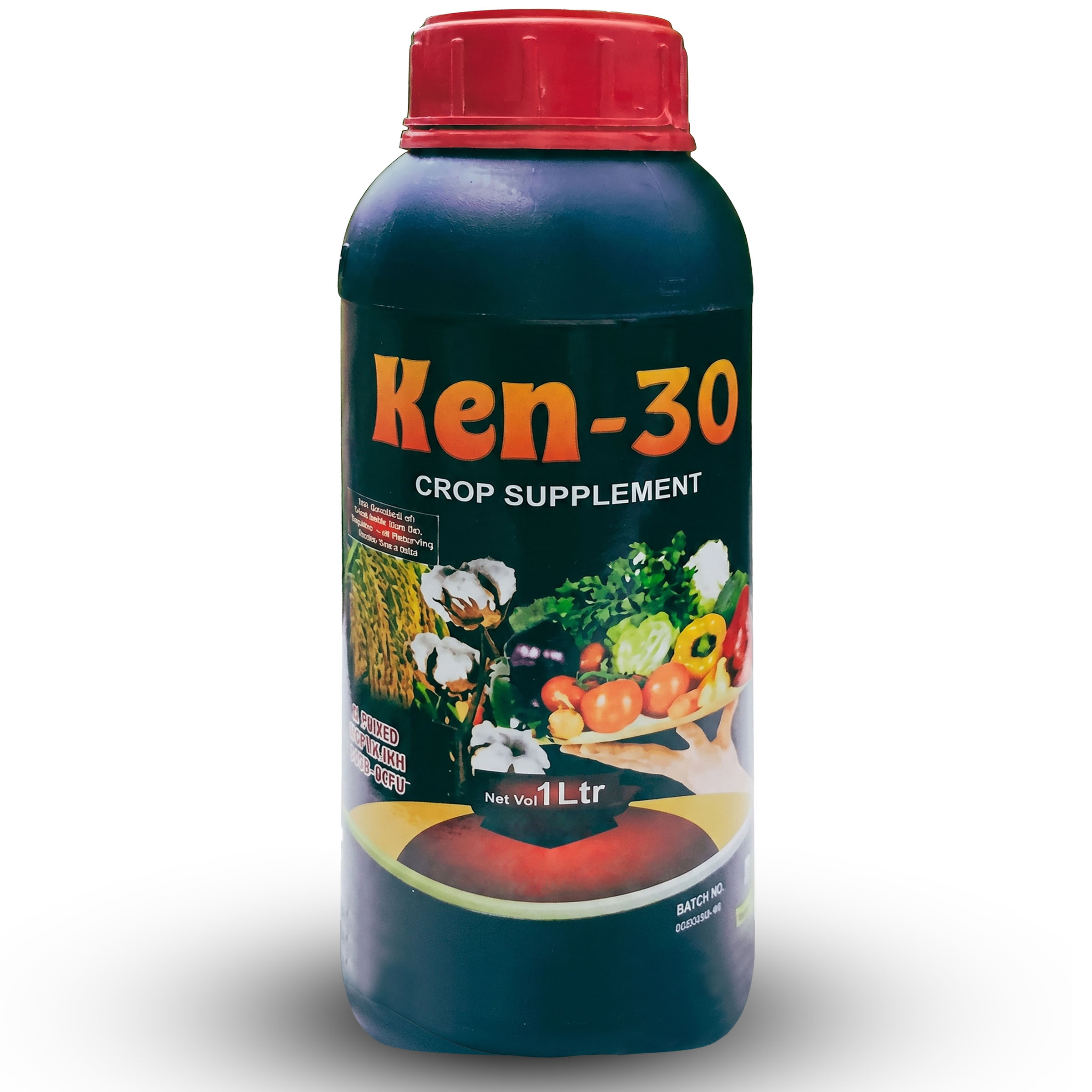 Ken-30 Liquid Potash Crop Supplement 1 litre dark blue bottle with red cap for wheat cotton corn and vegetables in Pakistan